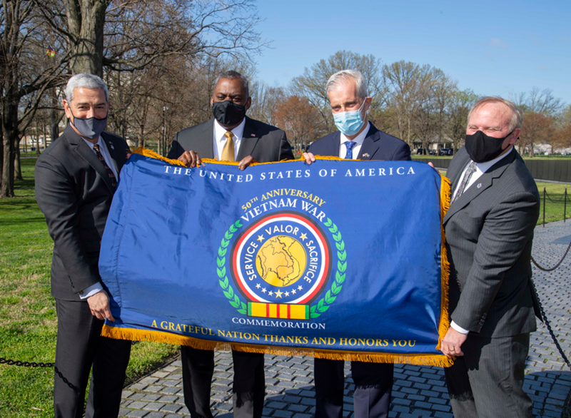 The Honorable Lloyd J. Austin III with the Honorable Denis R. McDonough, Mr. Kelly McKeague and Mr. Thomas Muir.